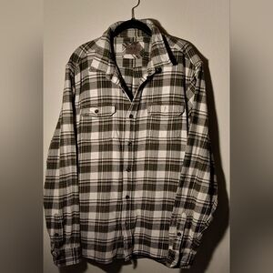 Orvis Green Men's XL Heavy Weight Flannel Shirt Plaid